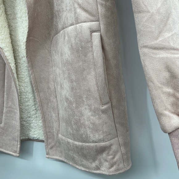 404. Sherpa Jacket Suede Outer Texture Rose Pink & Cream Restocked NWT - Picture 6 of 9
